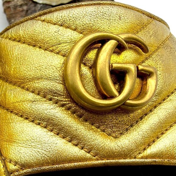 Authentic Gucci Quilted Leather Espadrille Sandals Size 35,5 Gold Color - Picture 2 of 13